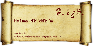 Halma Ádám névjegykártya